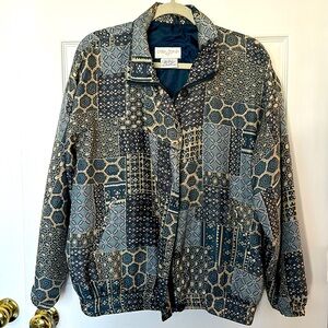 Casual Corner Vintage Silk Bomber Jacket